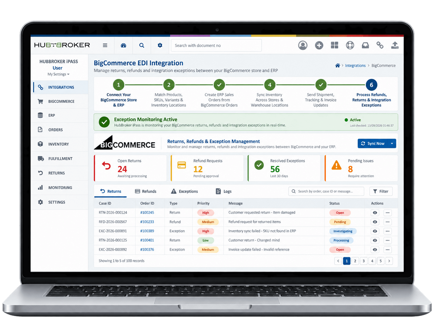 Process Refunds, Returns & Integration Exceptions