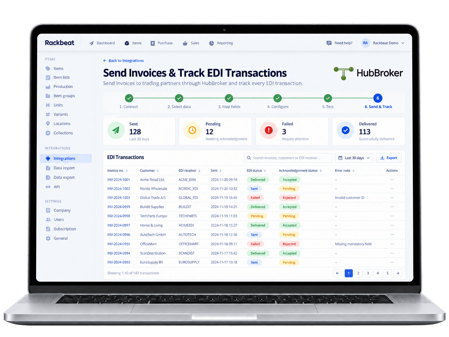 Send Invoices & Track EDI Transactions