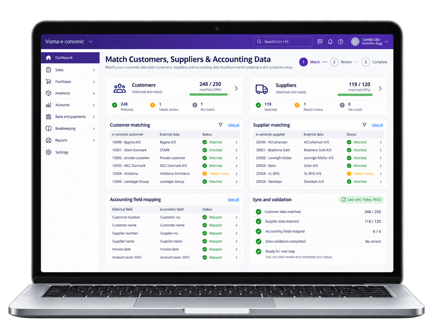 Match Customers, Suppliers & Accounting Data
