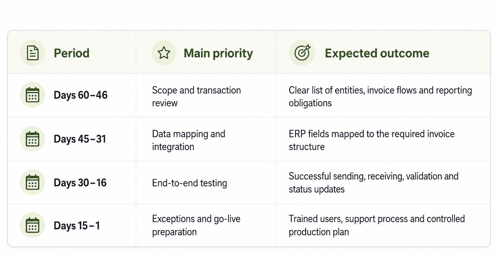 France einvoicing Project timeline with key milestones