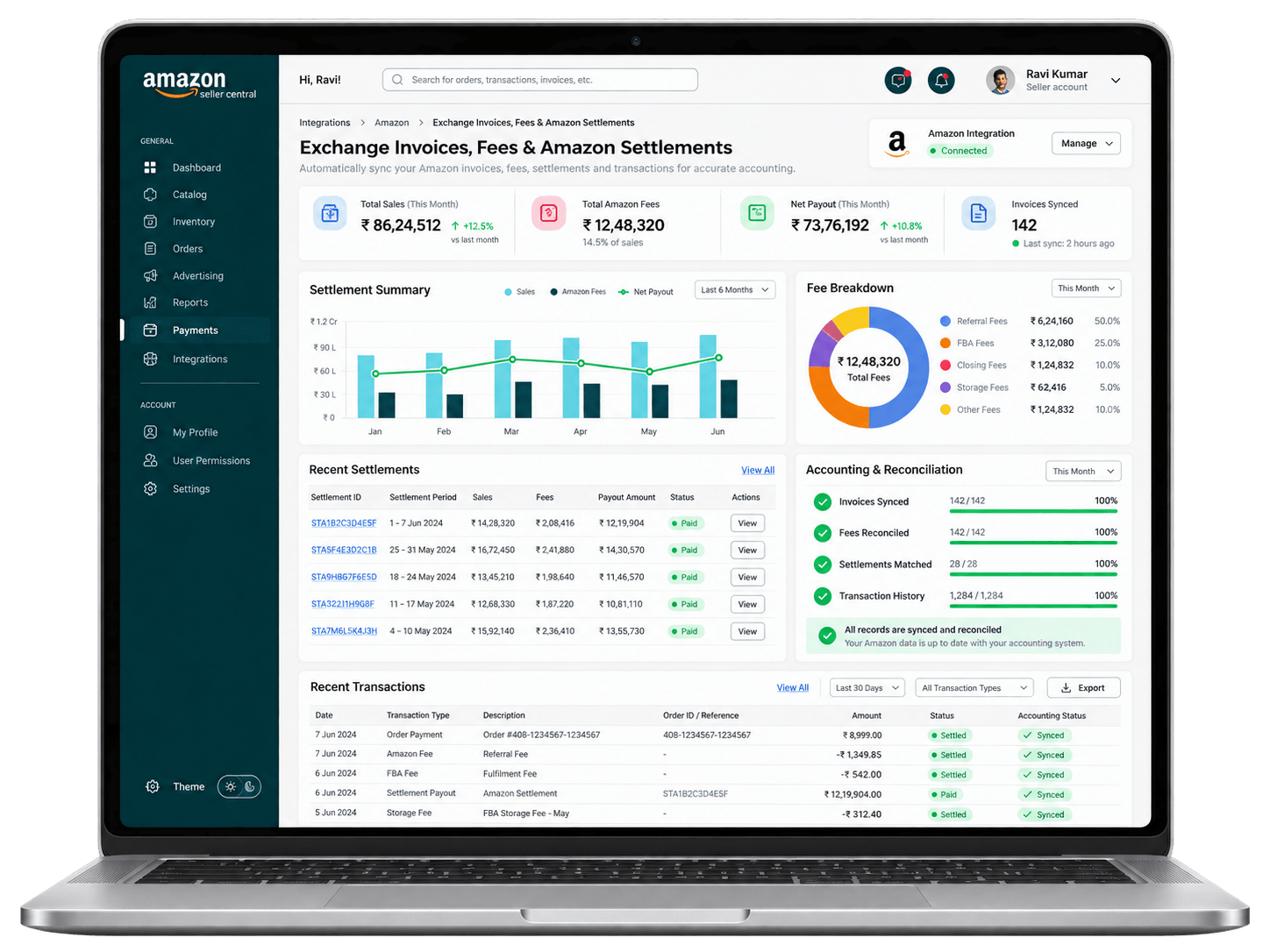 Exchange Invoices, Fees & Amazon Settlements