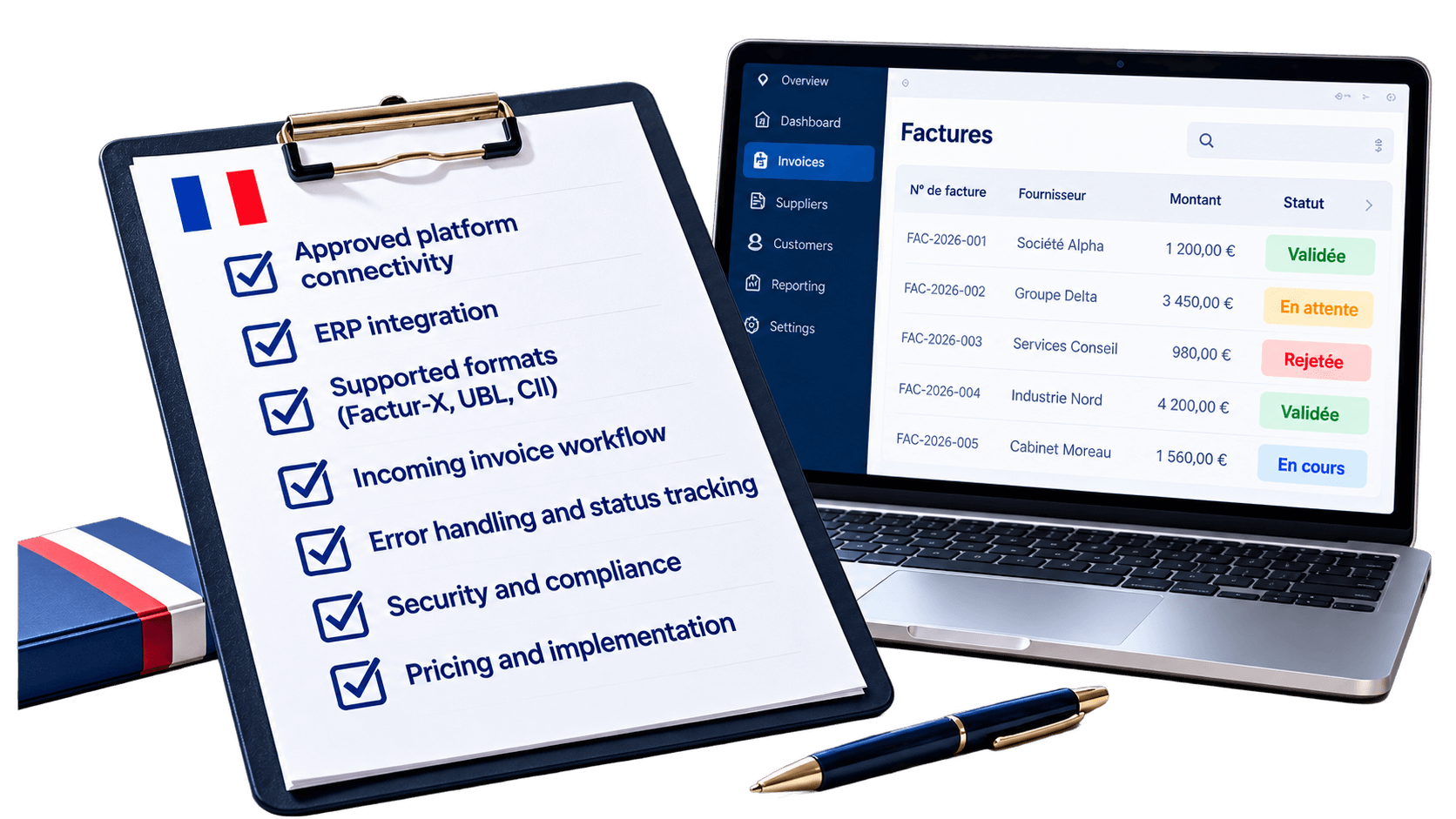 Checklist for choosing France e-invoicing software based on ERP integration, formats, security and costs.