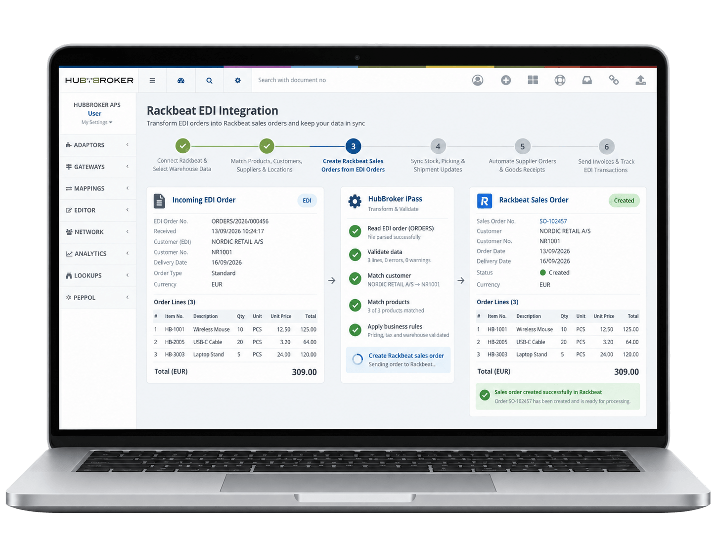 Create Rackbeat Sales Orders from EDI Orders