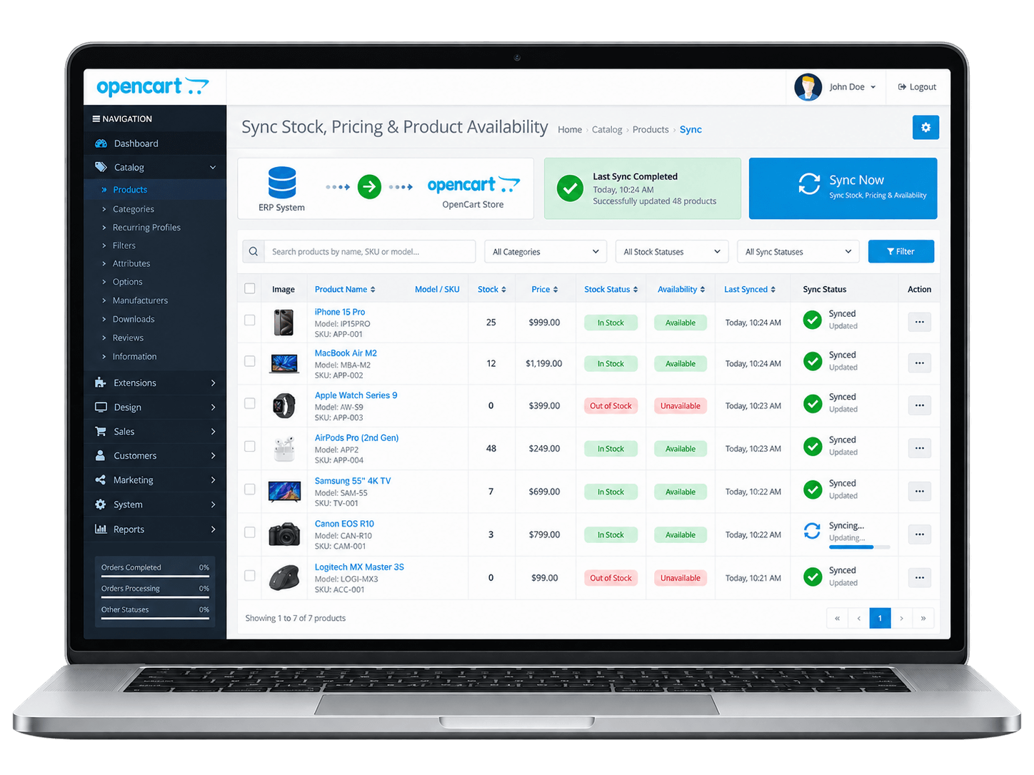 Sync Stock, Pricing & Product Availability