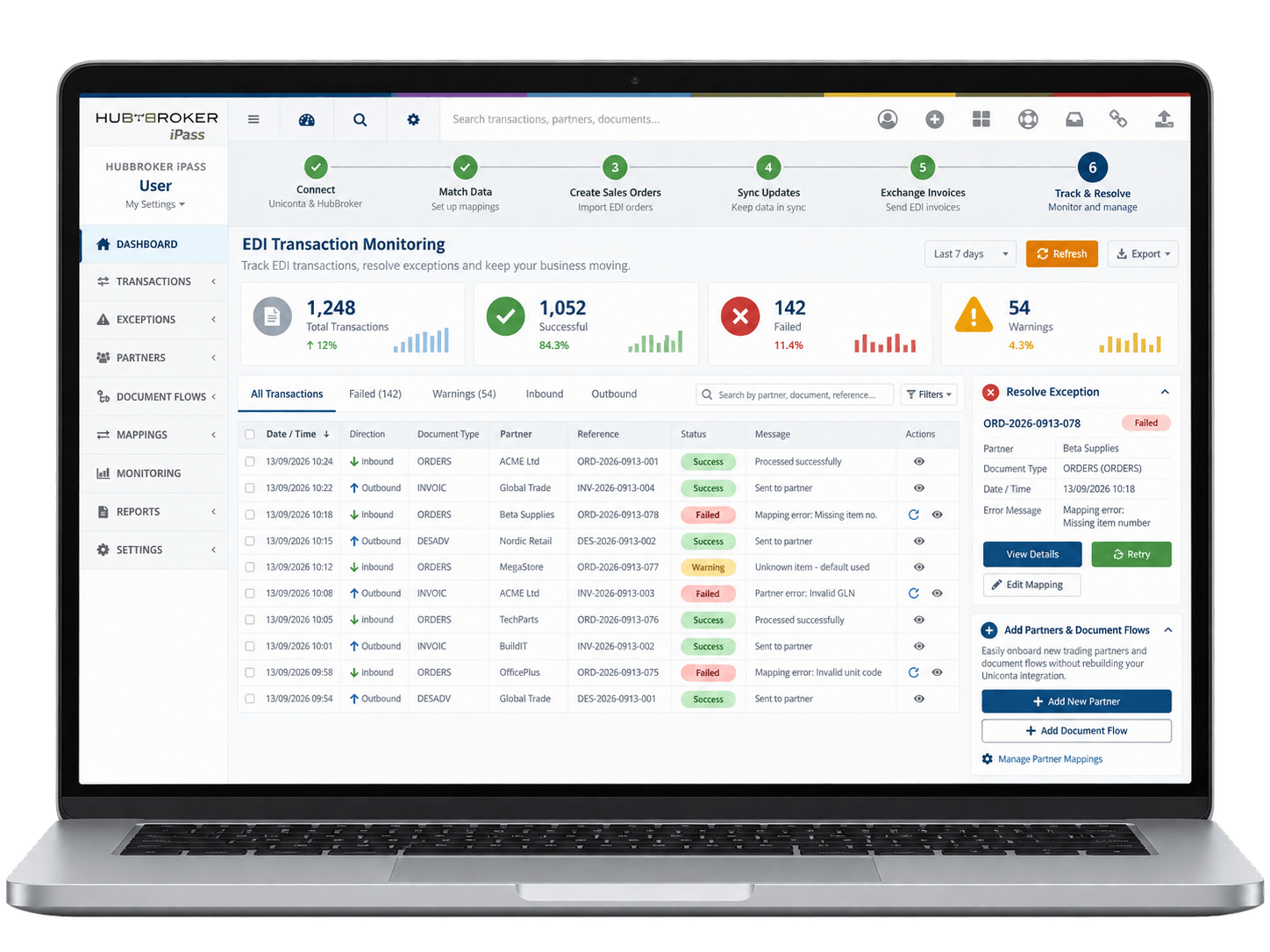 Track EDI Transactions & Resolve Exceptions
