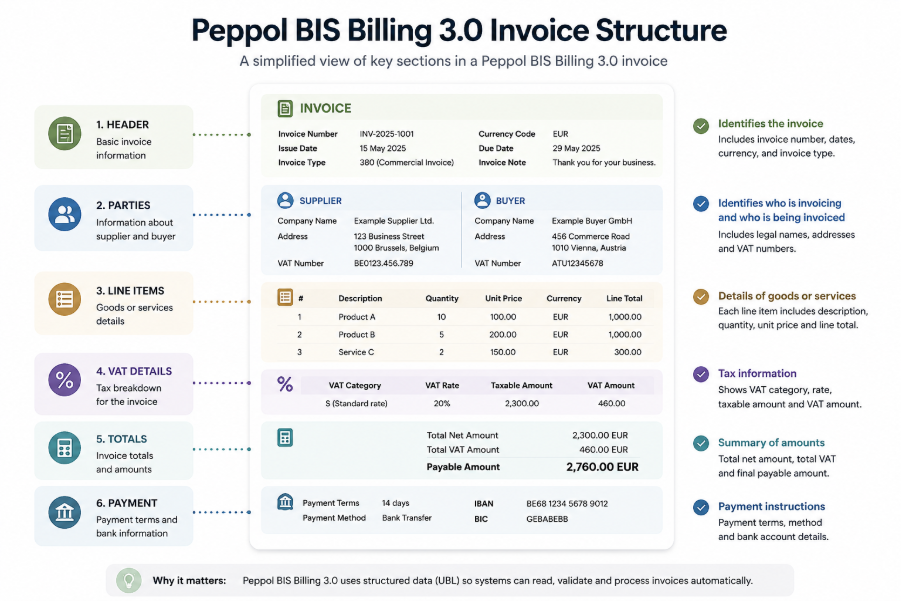 Peppol BIS Billing Invoice structure