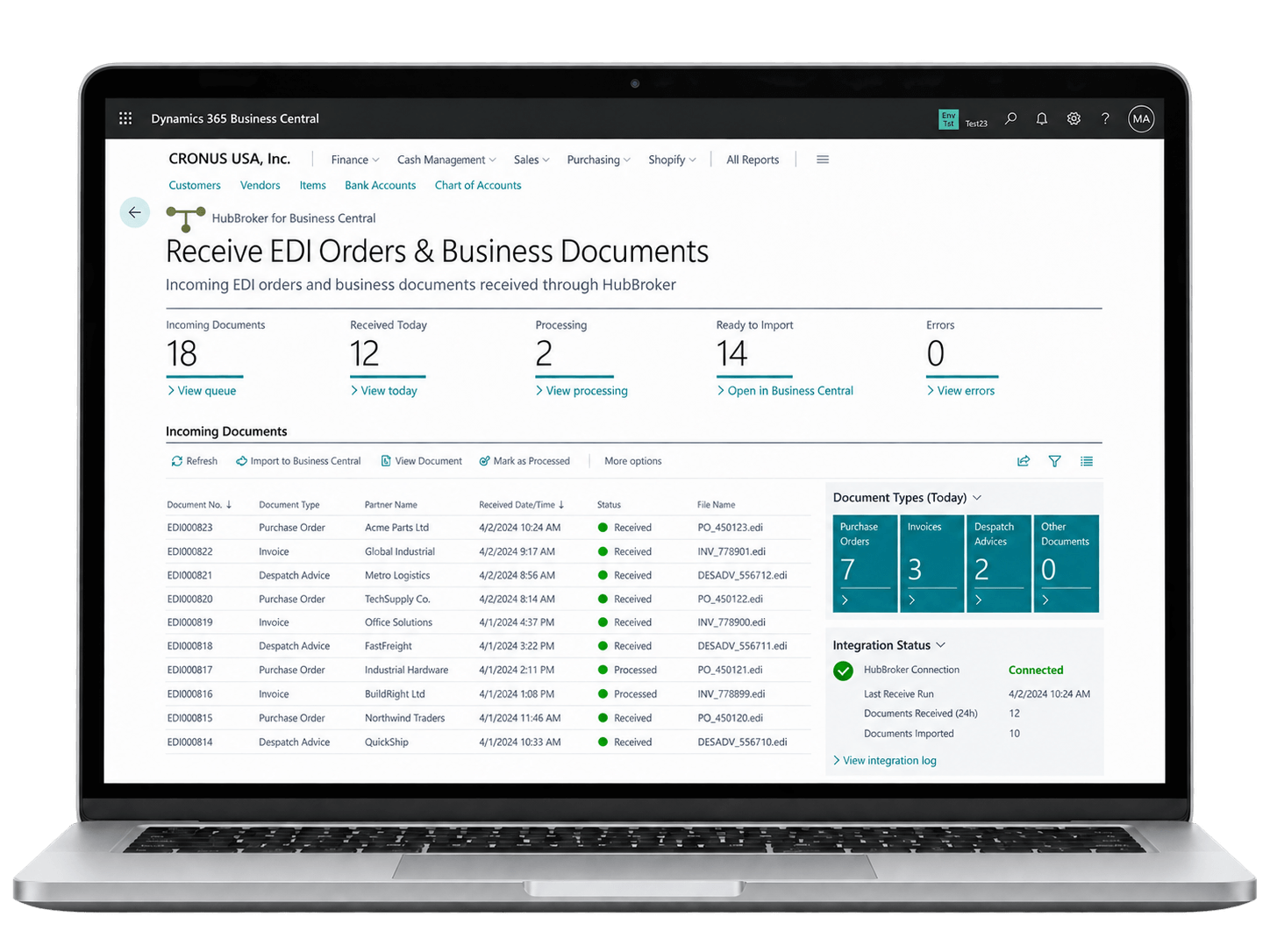 Receive EDI Orders & Business Documents