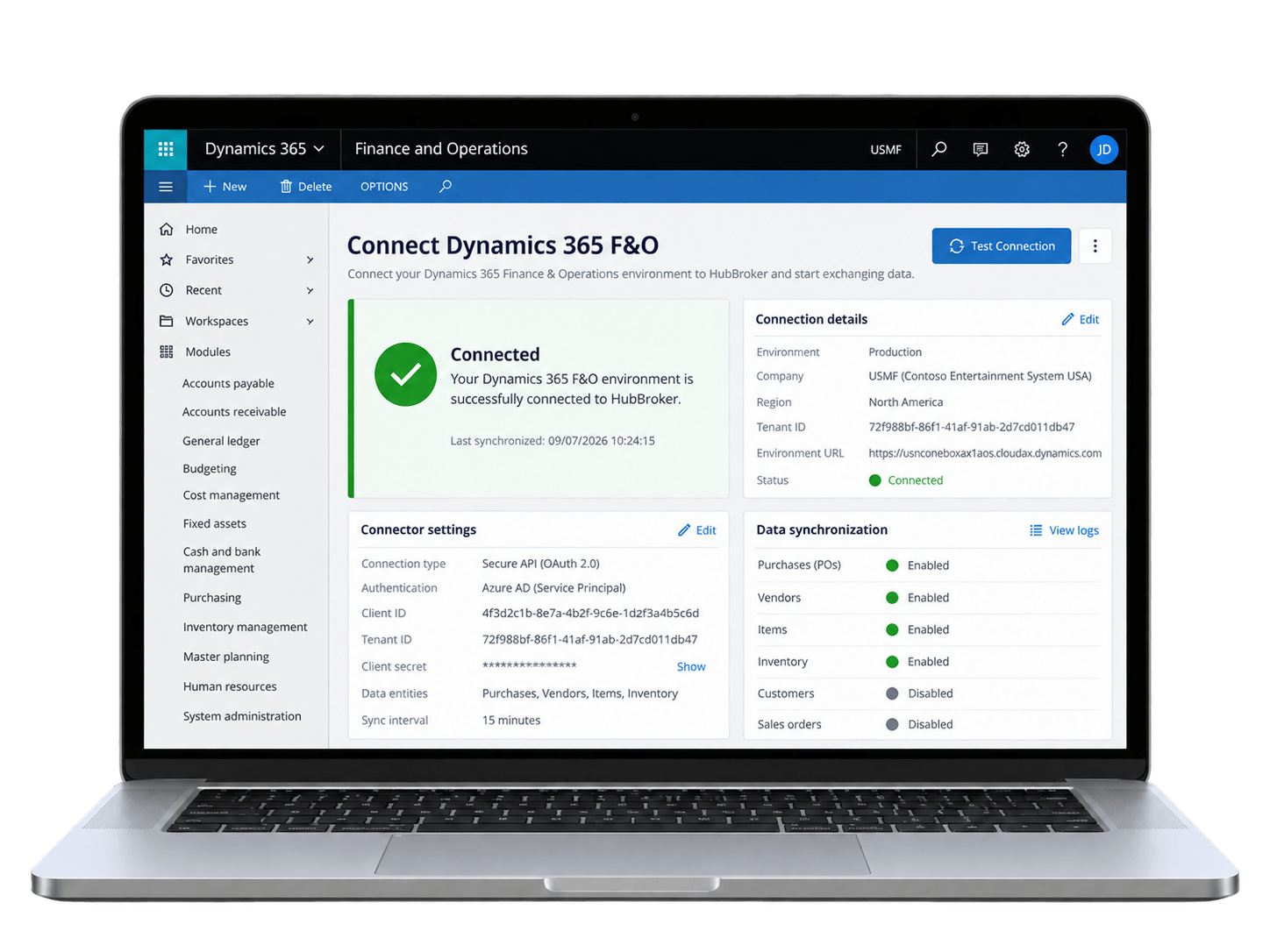 Connect Dynamics 365 F&O