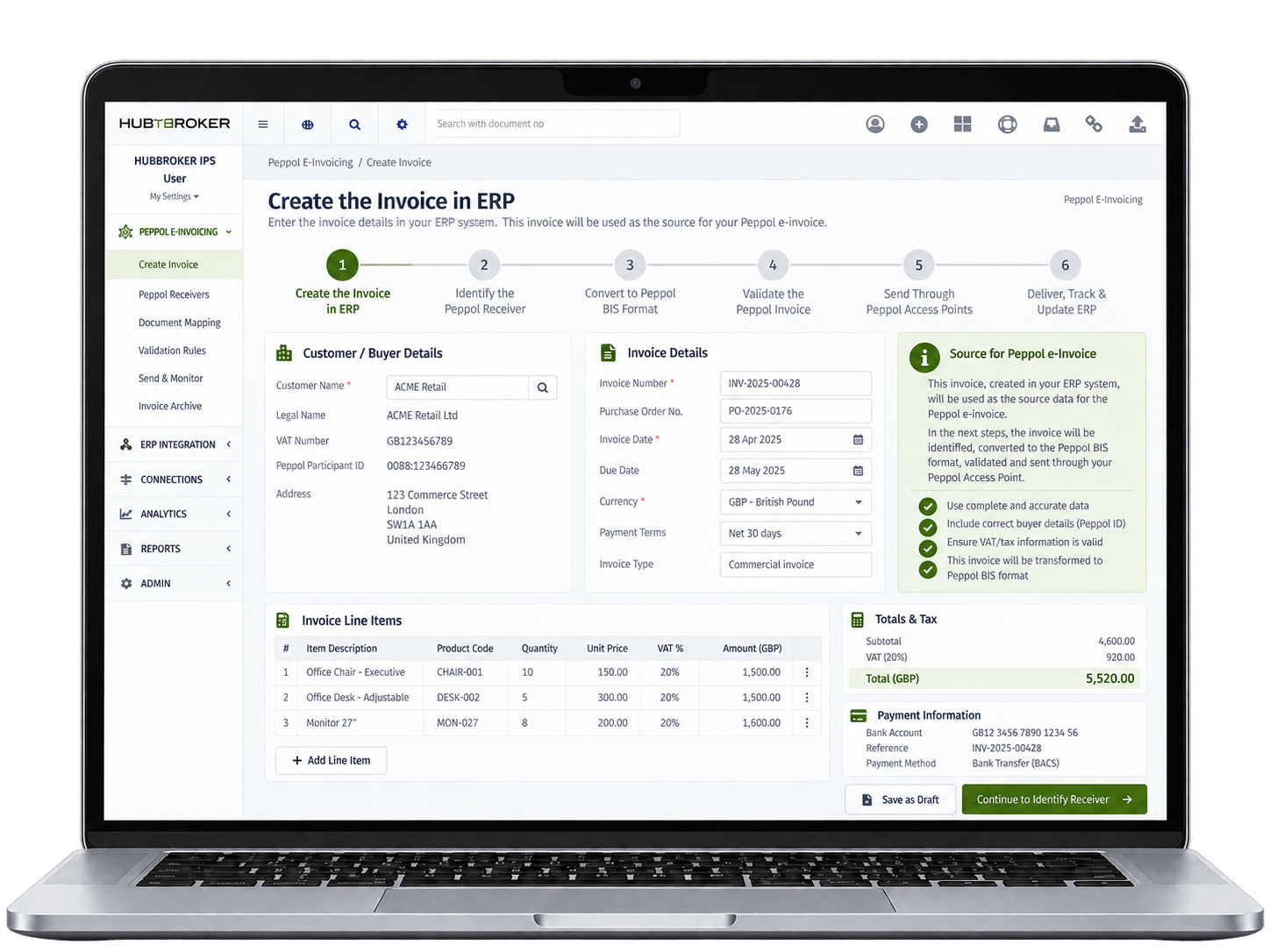 Create the Invoice in ERP