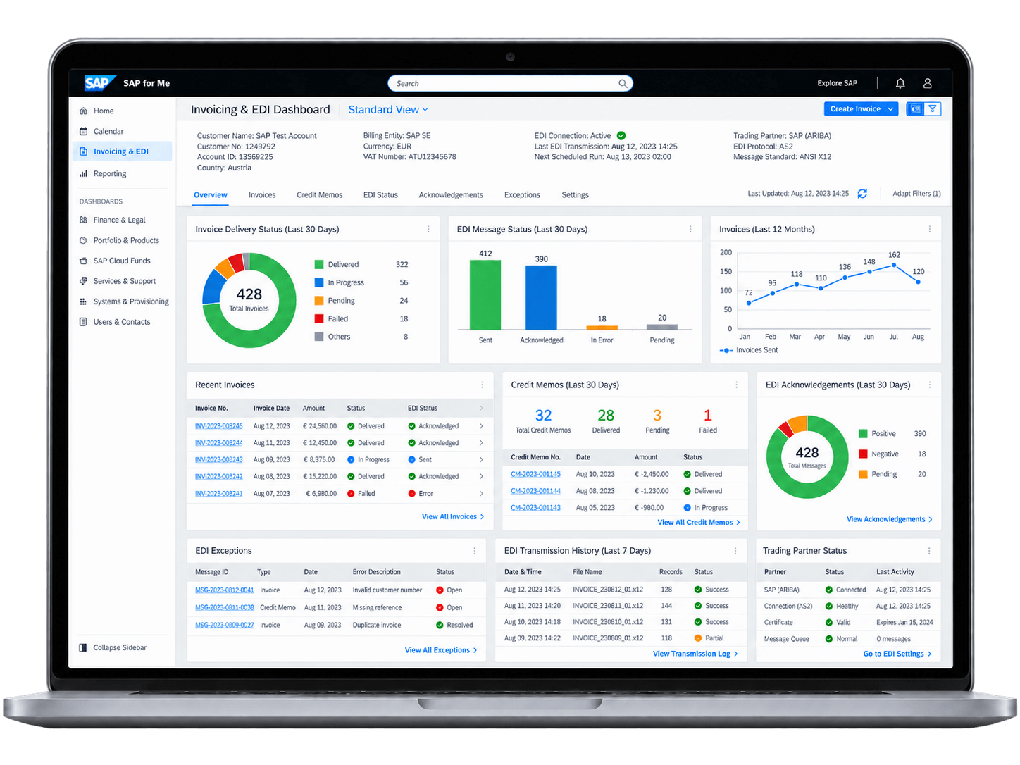 Send Invoices, Credit Memos & Track EDI Status