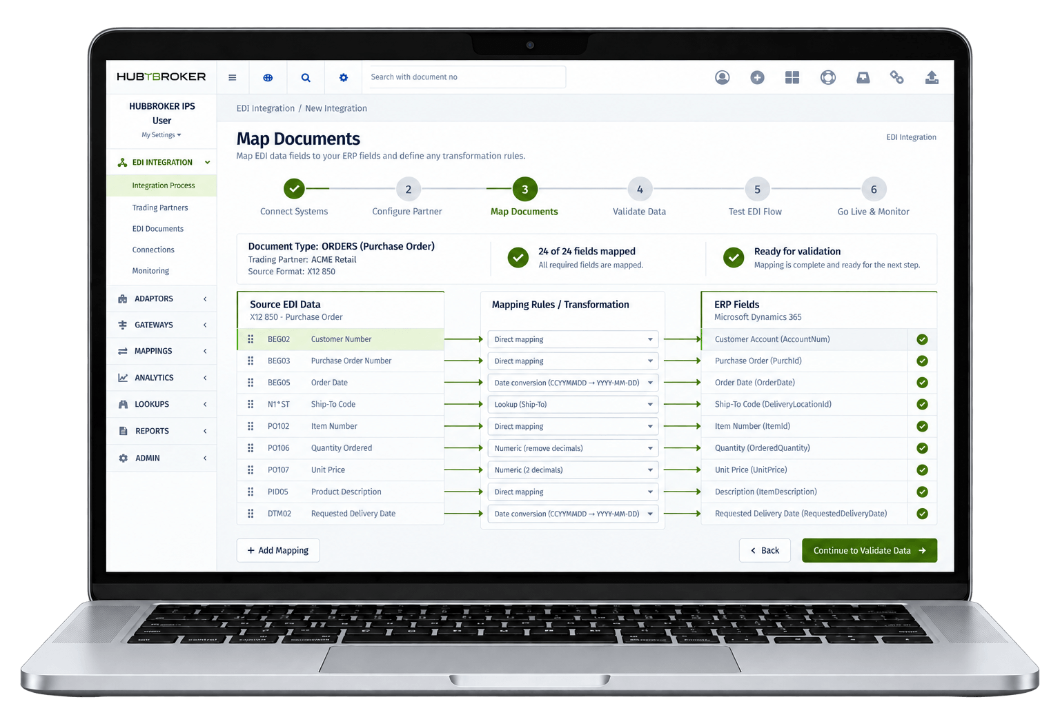 Map EDI Documents to Your ERP