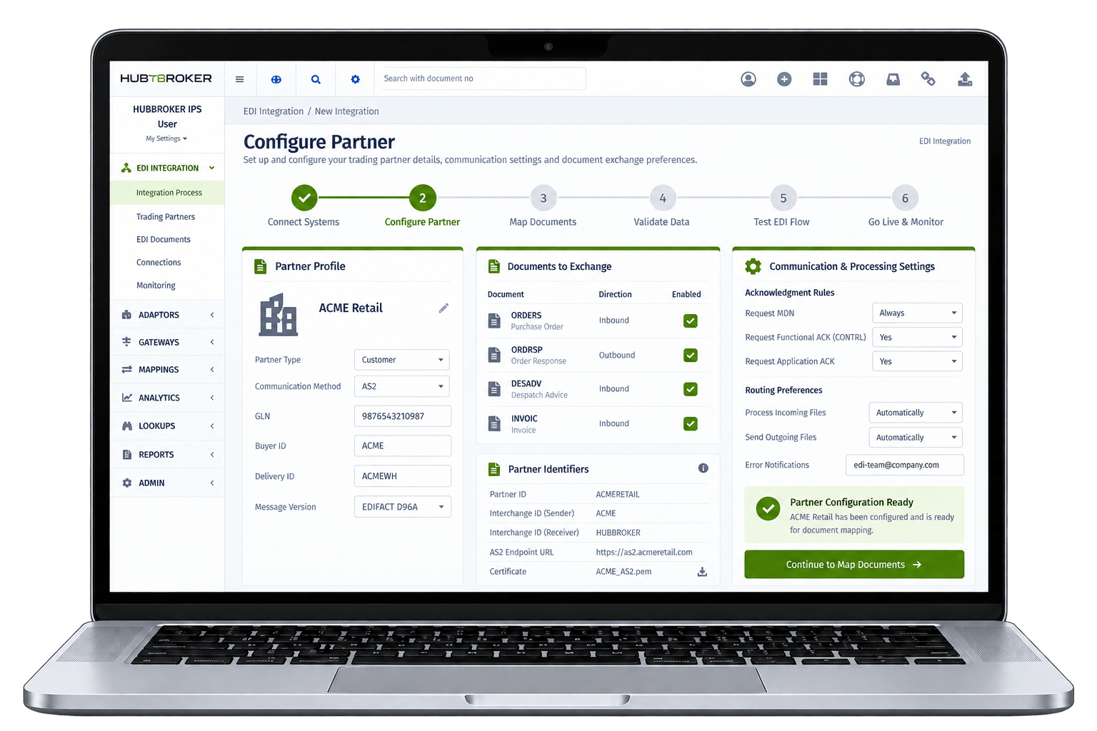 Set Up the Partner’s EDI Requirements