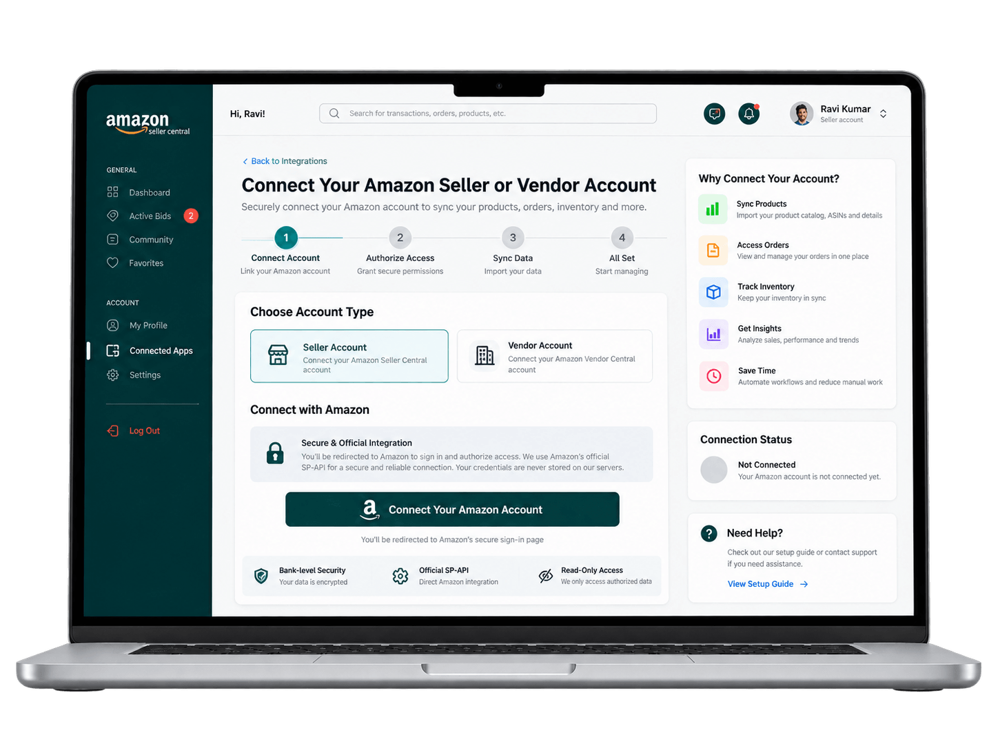 Connect Your Amazon Seller or Vendor Account