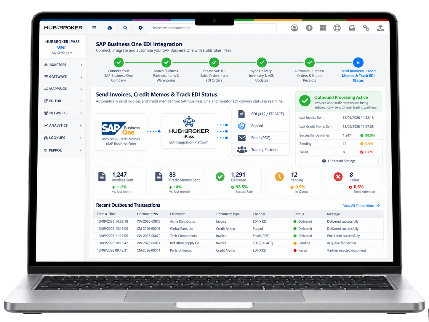 Send Invoices, Credit Memos & Track EDI Status
